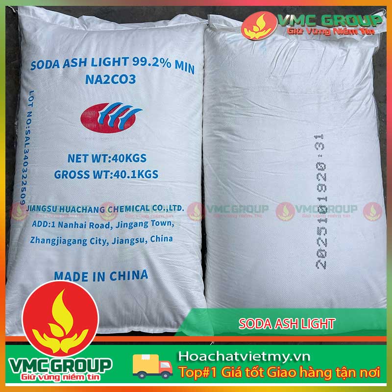 Soda Ash Light hàng Jiangsu Huachang Trung Quốc bao 40kg, Soda Ash Light, Soda nóng, Natri cacbonat, Sodium carbonate, Soda ash…