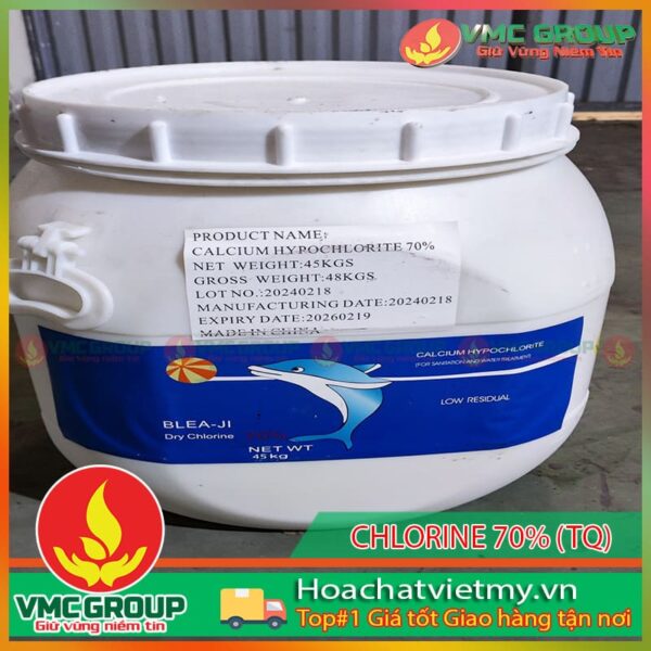 Chlorine, Clorin, Calcium hypochlorite 70%, Chlorine cá heo, Chlorine Trung Quốc, Chlorine cá heo thùng lục giác